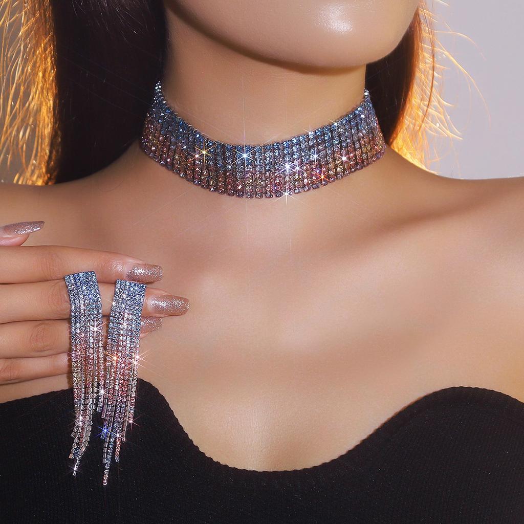 Свадебный набор украшений со стразами с леопардовым принтом, украшение-цепочка на шею.