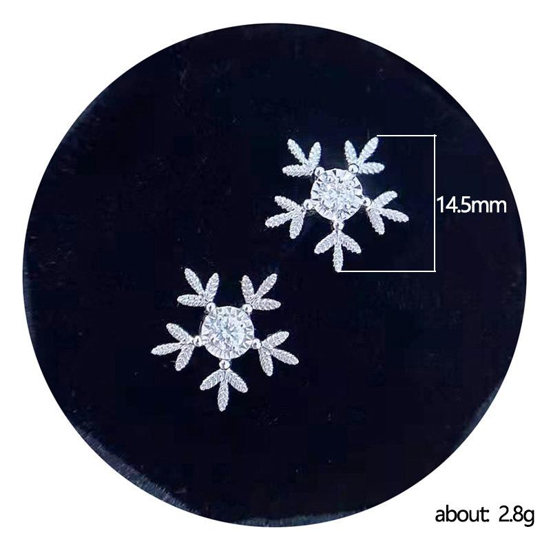 Рождественские подарочные серьги, изысканные рождественские серьги-гвоздики с блестящими цирконами в виде снежинок, универсальные новогодние серьги.