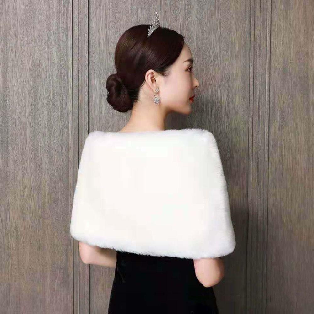 Faux Fur Rabbit Fur Bow Scarves Soft Cloak Bride Shoulder Fake Collar Plush Bowknot Shawl Outdoor