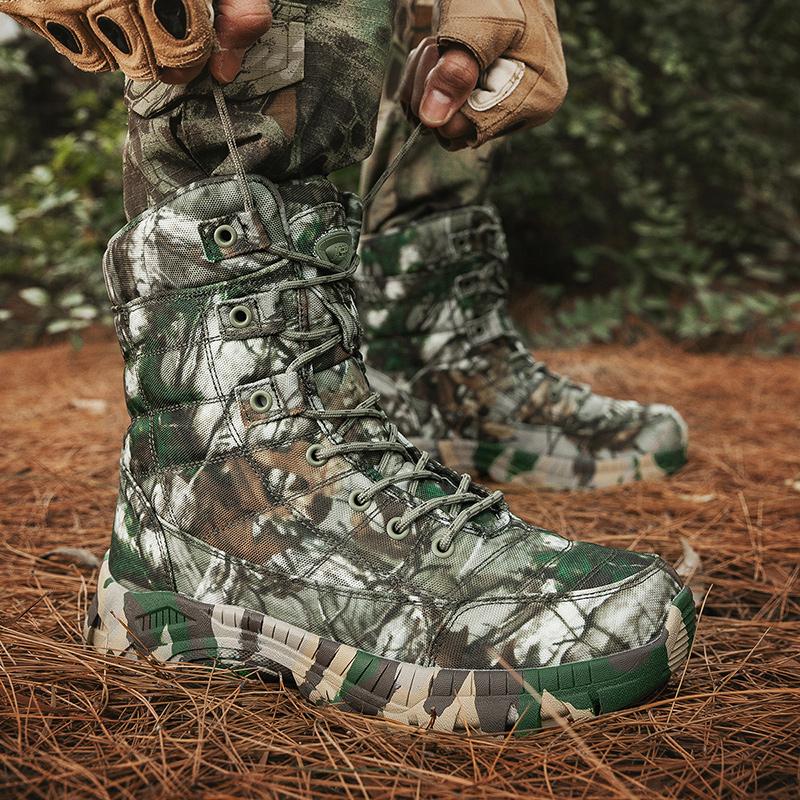 Мужские ботинки Камуфляжная обувь Высокие Хайкинг Прочные Противоскользящие Для улицы Альпинизм Треккинг