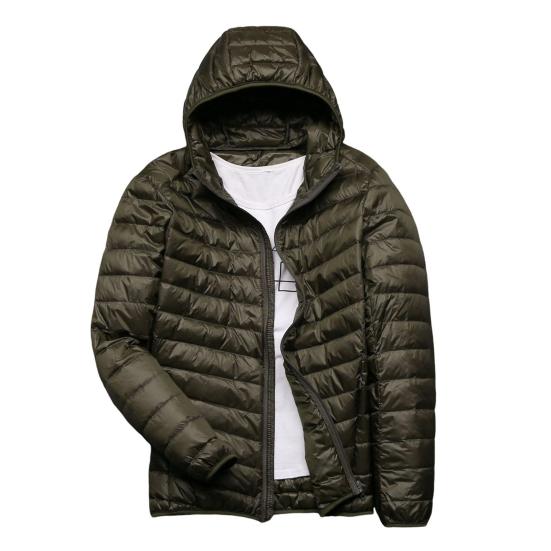 Мужская хлопковая куртка с капюшоном, длинным рукавом, однотонный пуховик с боковыми карманами, застежка-молния по всей длине, тонкая стеганая зимняя верхняя одежда
