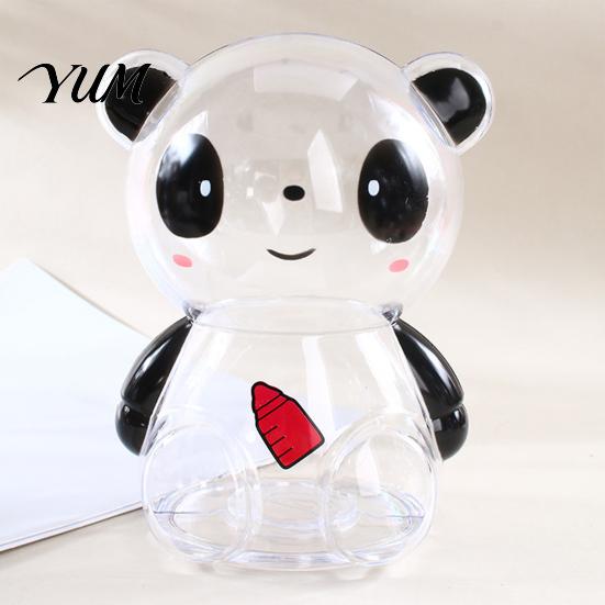 Money Saving Box Clear Panda Piggy Bank for Kids, Plastic Cash Coin Bank, Decorative Jar Decoration, Christmas Birthday Girls Boys