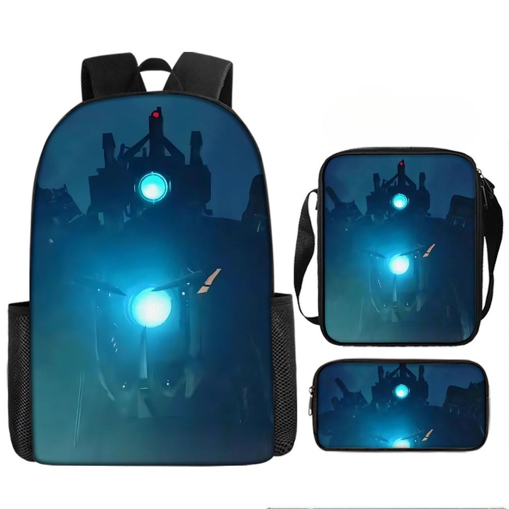 Cartoon Skibidi Toilet Printed Backpack Child Schoolbag Shoulder Bag Pencil Bag