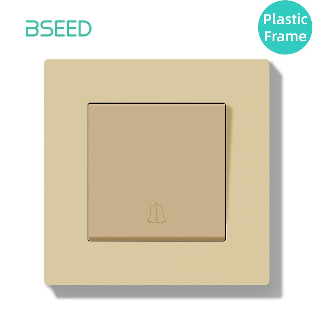 BSEED Mechanical Doorbell Switch Push Button Wall  Switch Glass/Plastic Frame EU Standard White Black Gary Gold Reset Switch