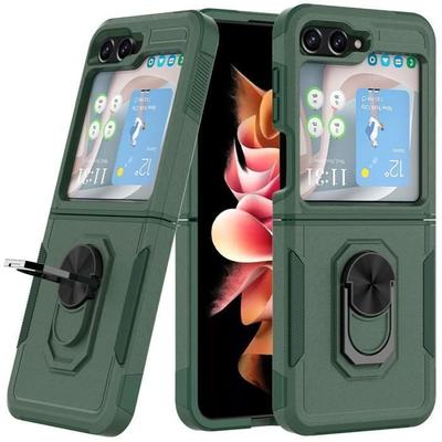 Чехол - BOOLING - для Samsung Galaxy Z Flip 5/6 - Ударопрочный - С кольцом-подставкой сзади - Ночной зеленый