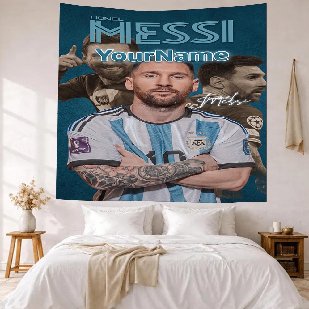 Messi Custom Your Name Wall Decor Tapestry Art For Pet Memorial Birthdaywedding Party Backdrop Family Gift