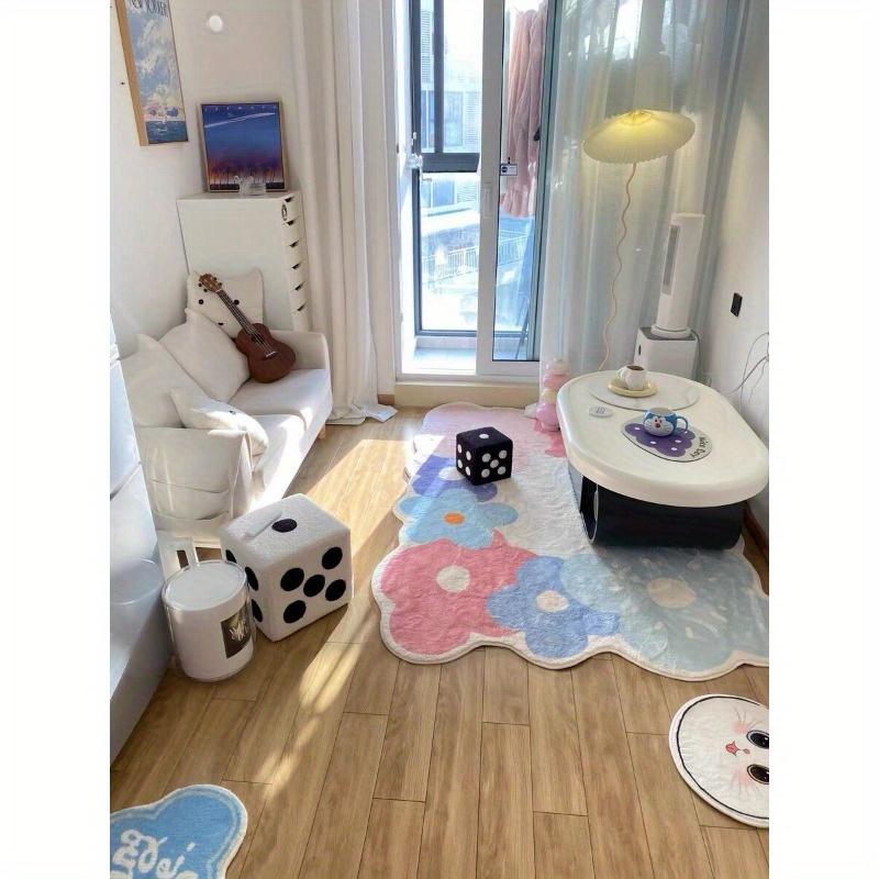 Роскошный плюшевый ковер с цветочным рисунком - Высокий ворс, Нескользящий, Ковер для гостиной и спальни - Праздничный и простой в уходе, Для использования в помещении, в прихожей, на крыльце