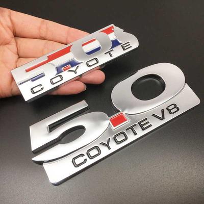 3D Metal 5.0 COYOTE V8 Logo Car Sticker Car Body Trunk Emblem Badge Decal For Mustang 5.0 Coyote V8 TWIN Turbo Car Styling