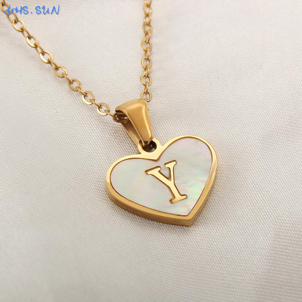 MHS.SUN Stainless Steel Heart Initial Necklace for Women Girls Gold Plated A-Z 26 Letter Pendant Choker Jewelry Birthday Gifts