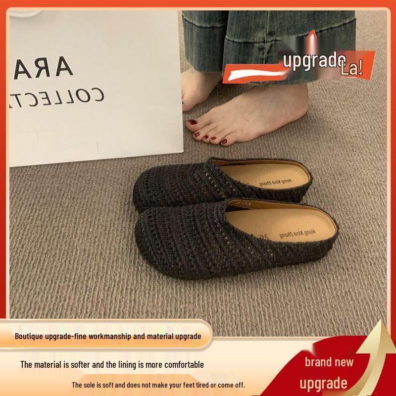 Women's Handmade French Roman-Style Breathable Closed-Toe Summer Half Slippers