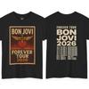 Bon Jovi Forever Tour 2026 100% Хлопок Унисекс Футболка 2026 Лето Круглый вырез Мужская Y2k Графическая Футболка с коротким рукавом Рок-группа Подарок для фаната