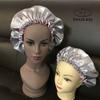 SL Custom logo Designer Bonnets Double Layer Hair Bonnet Silk Pillow case and Bonnet Set