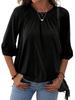 Women's Cotton Crew Neck T-Shirt Half Sleeve Loose Pleated Basic Blouse Top