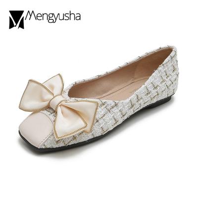 Модные классические туфли на плоской подошве с бантом, женские туфли с носом «свиной рот», удобные мокасины для девушек и девушек, мягкие мокасины большого размера, балетки