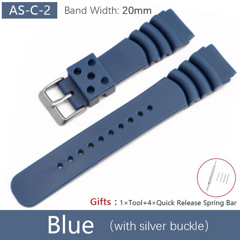 22mm Silicone Watchband for SKX007 SKX009 SRPD55K1 Case Soft Rubber Straps Wrist Belt Se.i.ko Mod Parts Blue/Black/Orange