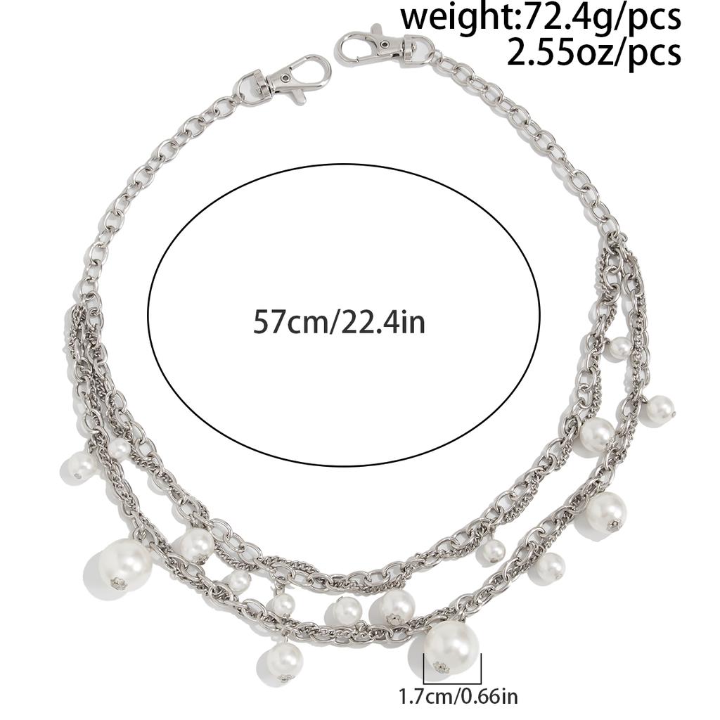 Salircon Punk Metal Imitation Pearl Pants Chain Men 2026 Trendy Silver Color Handmade Bead Jeans Waist Chain Jewelry Accessories