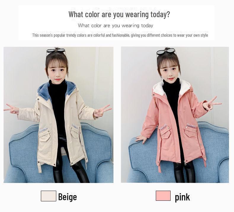 2021 Хлопковая парка в корейском стиле для девочек с бархатной подкладкой – осенне-зимнее пальто для детей