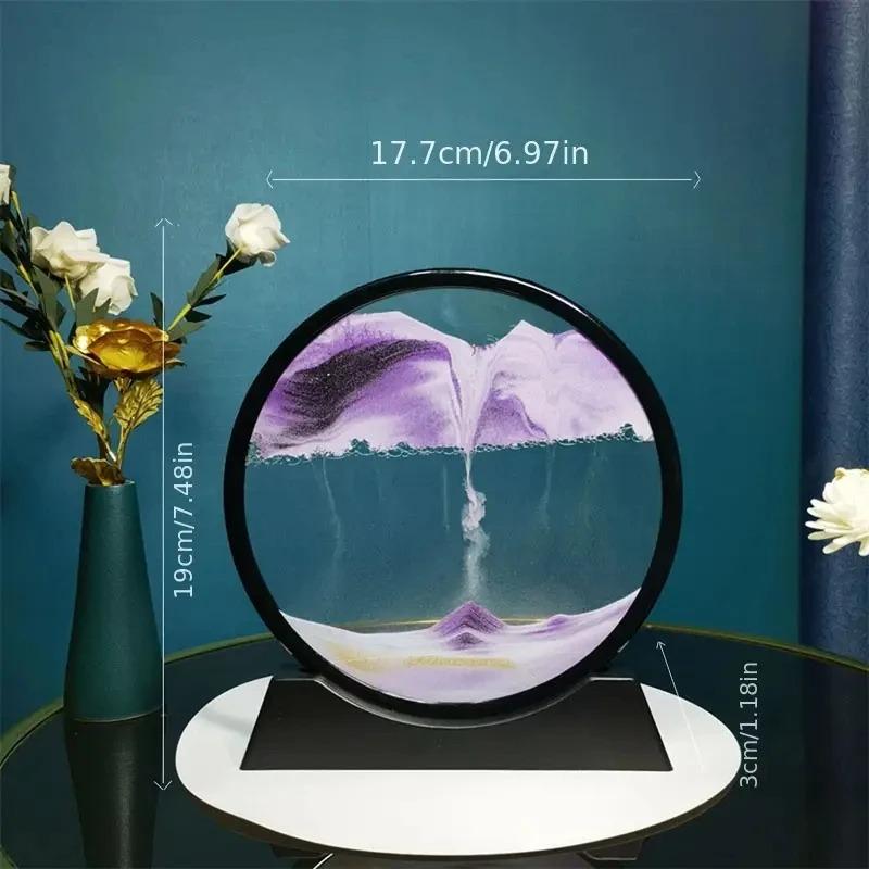 3D песочные часы с пересыпающимся песком, картина из песка, круглое стекло, пейзаж глубокого моря, поделка, текучая живопись, декор для офиса и дома, вариант подарка