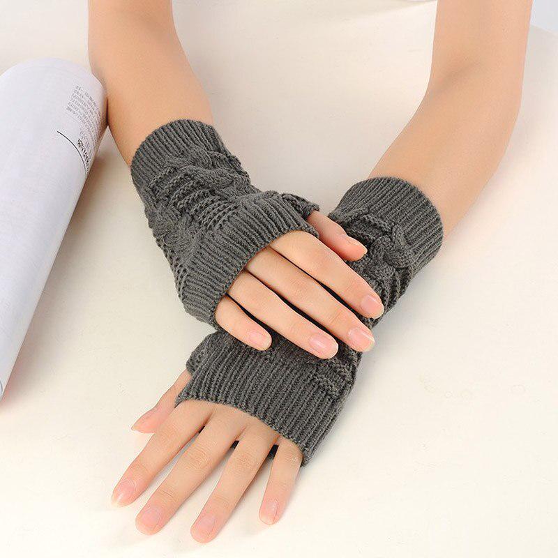 Winter Women Gloves Hand Arm Crochet Cable Knitted Gloves Mittens Warm Fingerless Wrist Women Gloves
