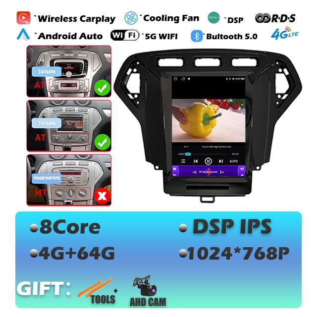 IPS Android 14 для Ford Mondeo 4 2006-2010 Carplay автомобильный радиоприемник мультимедиа видеоплеер навигация GPS стерео