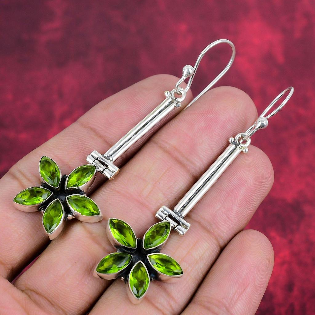 Peridot Earrings, 925 Sterling Silver Earrings Jewelry, Handmade Earrings Gemstone Jewelry For Memorial Day