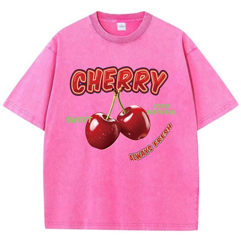 Уличные женские футболки с принтом Sweet Cherry Aways Fresh, с коротким рукавом, из удобного хлопка, оверсайз