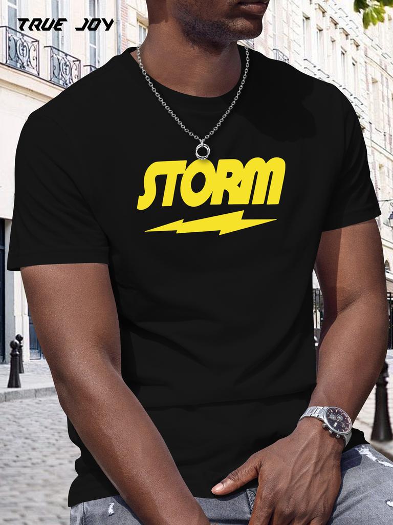 STORM Casual Short Sleeve T-shirt - Bold Lightning Bolt Graphic Print