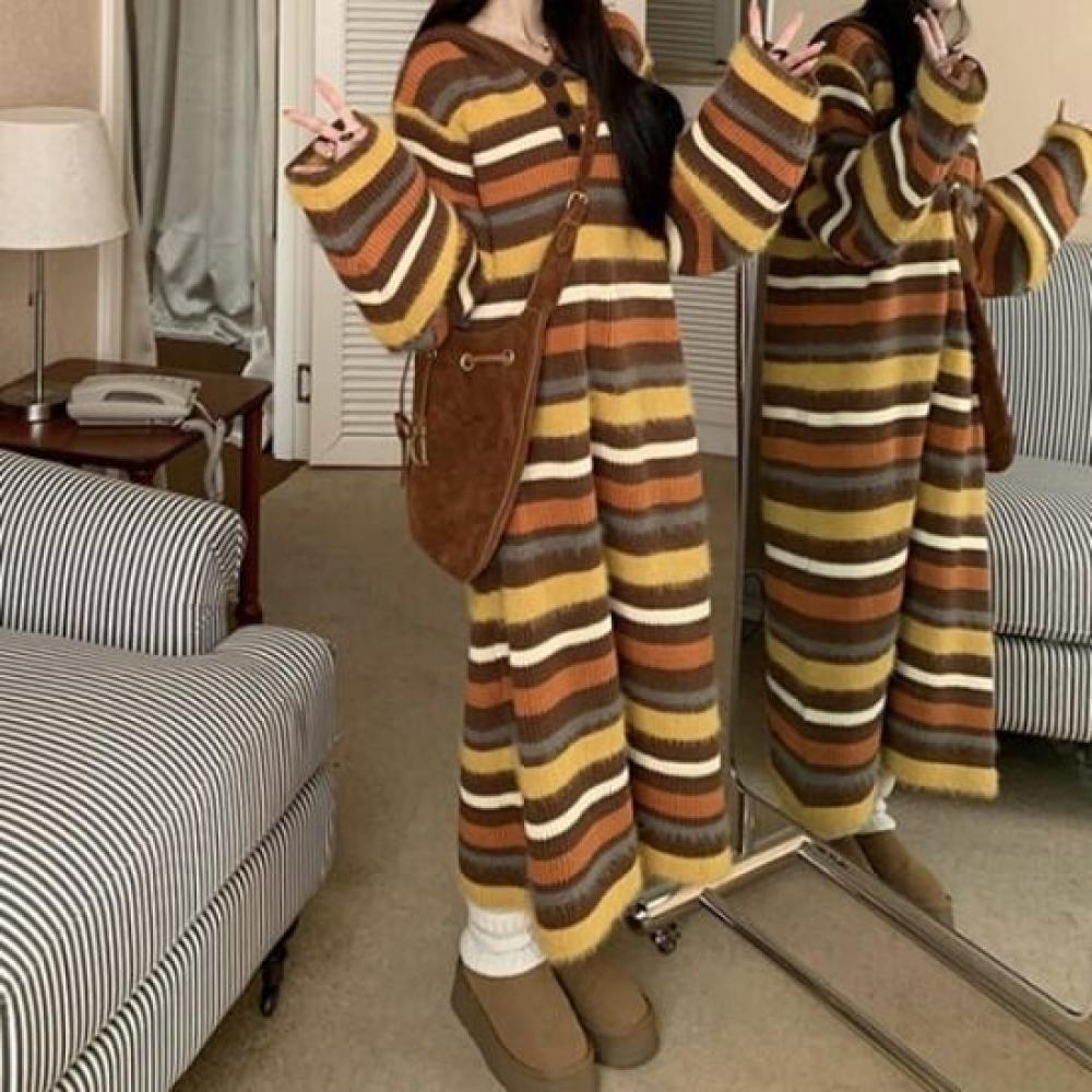 Navava Women Long Knit Hoodie Dress No947