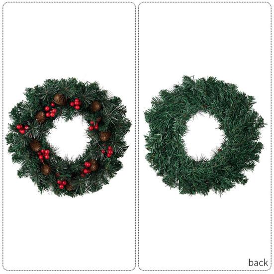 Рождественский венок из сосновых иголок, венок из шишек с красными ягодами, многоразовый сезонный праздничный венок для украшения каминной полки входной двери