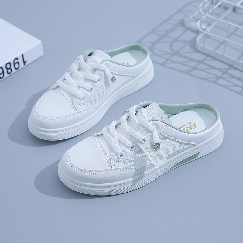 Baotou полутапочки женские верхняя обувь лето 2025 новые повседневные однопедальные ленивые тонкие белые туфли D207