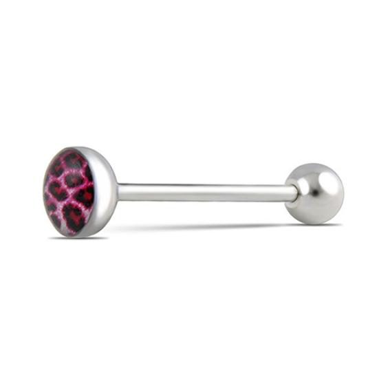6Pcs Mixed Leopard Ball Barbell Bar Tongue Ring Stainless Steel Body Jewelry