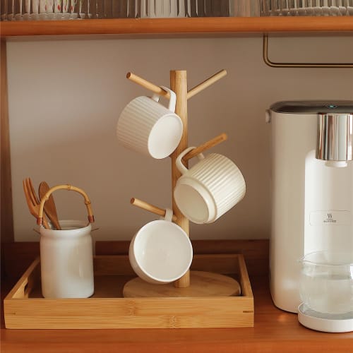 siawadeky Cup Stand, Set of 2, Storage Rack Tree, Bamboo Tree Shape, Cup Storage, Cup Rack, Drainer, Dryer, Coffee Cup Holder, Small Item Hanger, Glas