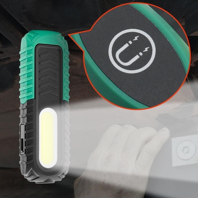 Светодиодная магнитная рабочая лампа, перезаряжаемая через USB, COB, инспекционная лампа, с крючком для подвешивания, освещение для рабочей площадки, для ремонта автомобиля, кемпинга