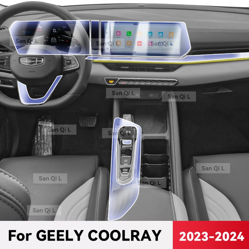 Прозрачный ТПУ для GEELY COOLRAY 2024 Центральная консоль автомобиля Медиа-панель Приборная панель Навигация Защита от царапин Пленка для интерьера