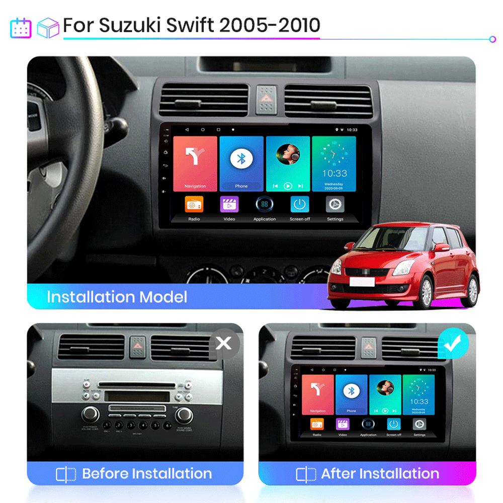 Автомобильный радиоприемник на базе Android Carplay для Suzuki Swift 2005-2010, автомобильный мультимедийный видеоплеер, GPS-навигация, WIFI, 4 + 64 ГБ