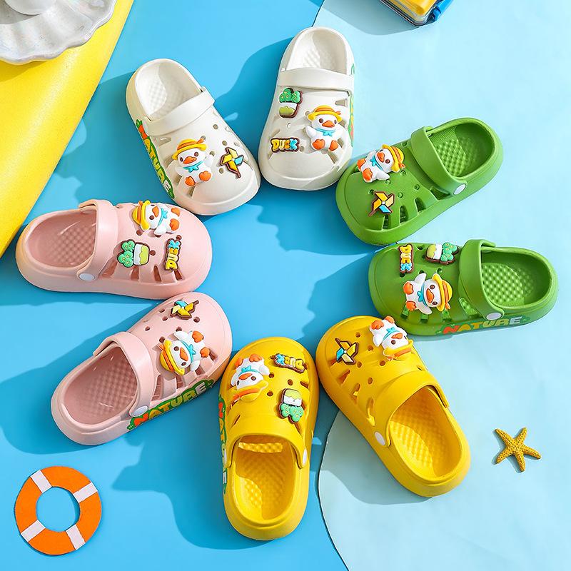 Детские классные тапочки из ЭВА, женская летняя обувь для малышей, пляжная обувь для девочек, нескользящая детская обувь с отверстиями