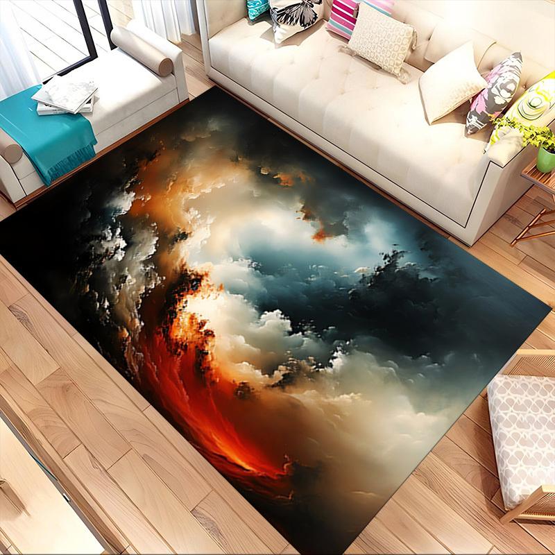 fire smoke Crystal Velvet chair mat Area Rug - Non-Slip, Floor Mat, Office Desk Chair Rugs, Bedroom Decor.Christmas Gift-1106060