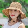 Summer Straw Beach Hat for Women UPF 50 Floppy Wide Brim Sun Protection Hat Foldable Travel Bucket Hat