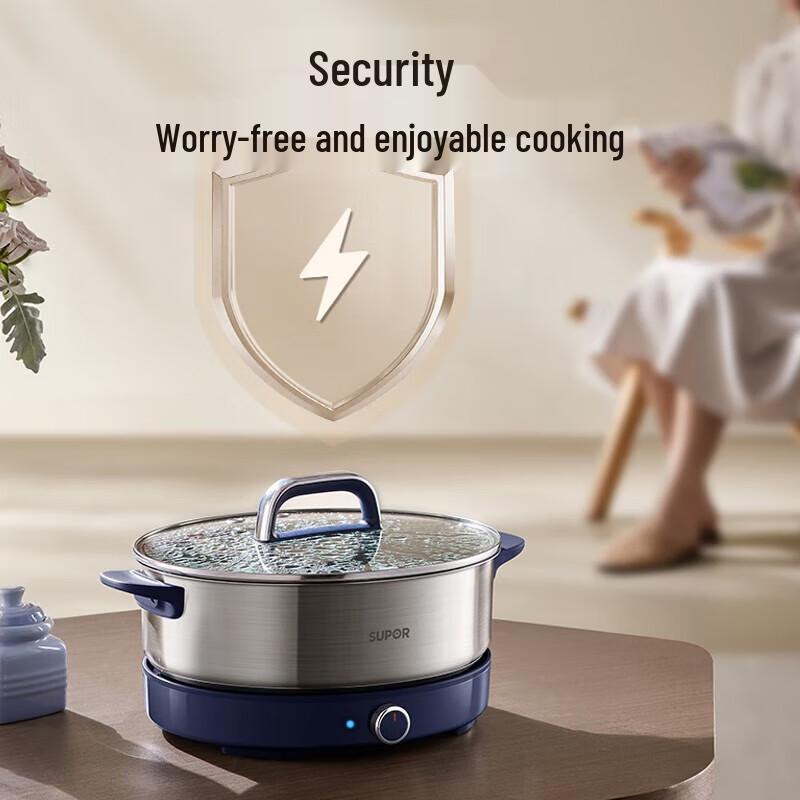 Supor Stainless Steel Electric Hot Pot CN plug (adapter included)
