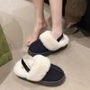 Fashion Winter Women's Shoes Warm Short Plush Casual Home Cotton Shoes Comfortable and Warm Flat Bottom Horse Boots Platform Slippers