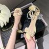 New Summer Fashion Sexy Square Toe Thick Heel Fashion Sandals Simple Mesh Banquet Party Crystal Heel High Heels NO:Q2942