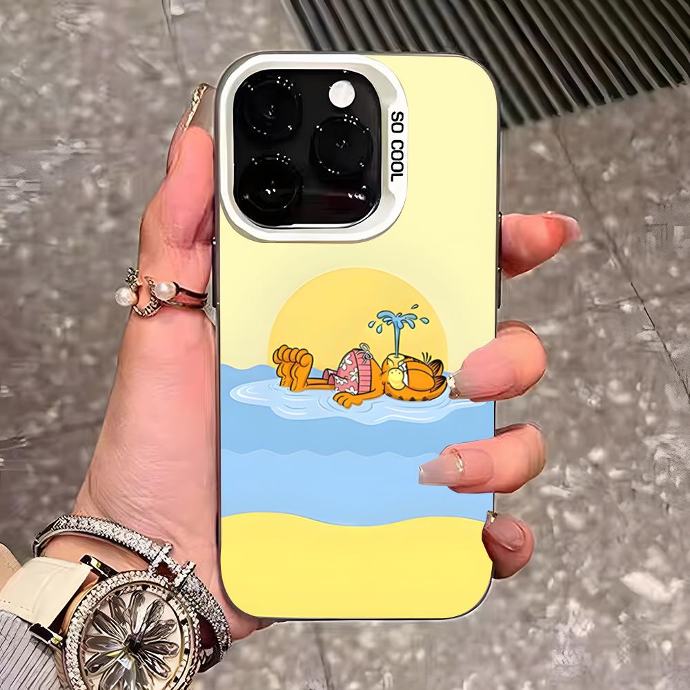 Cute Cat G-GarfieldeS Phone Case For IPhone 17 Pro Max 16 Pro Max 15 14 13 11 12 Mini Xs X Xr 7 8 Plus Se Color Silver Cover