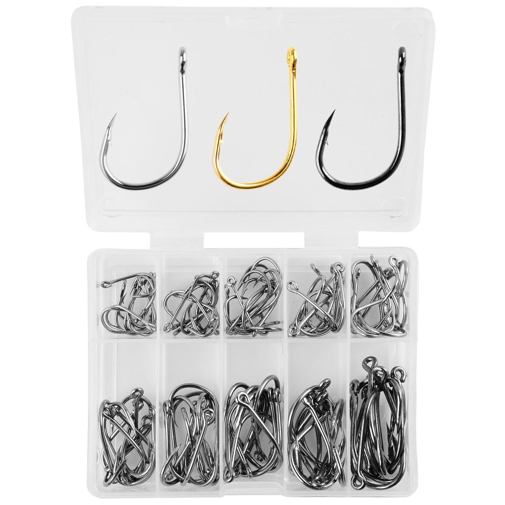 100Pcs Fishing Hooks Set Carbon Steel Single Circle Fishing Hook Fly Fishing Jip