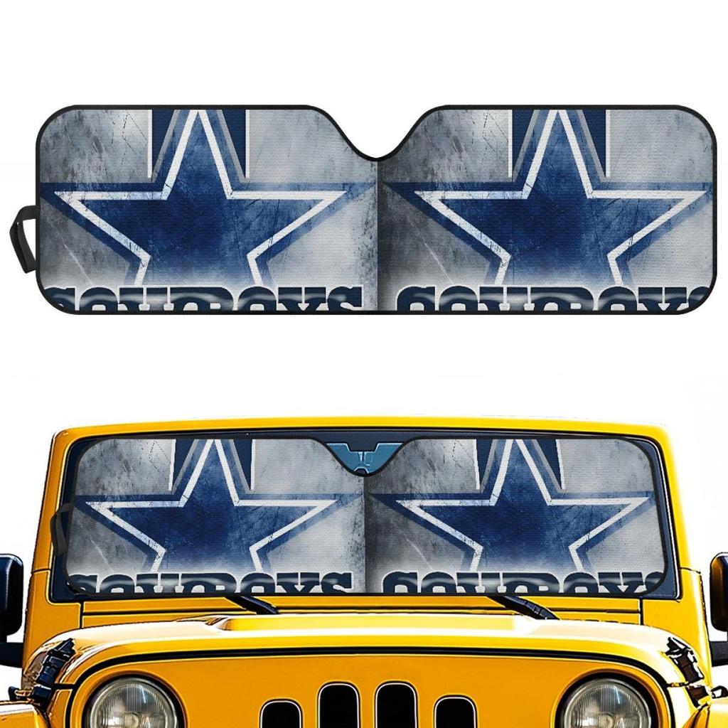 Солнцезащитный козырек на лобовое стекло Dallas Cowboys с теплоизоляцией и логотипом команды - Блокиратор солнца из алюминиевой фольги.