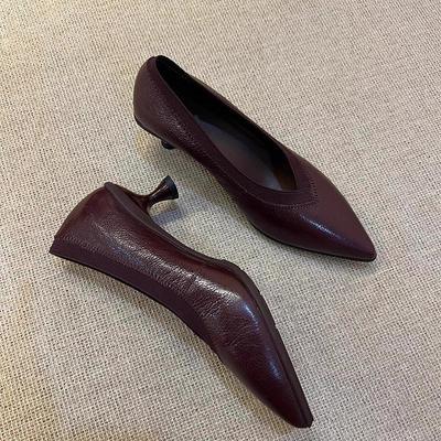 Острый носок женские туфли на высоком каблуке сексуальные элегантные туфли из неглубокой кожи женские трендовые зимние модные платья для прогулок Zapatillas