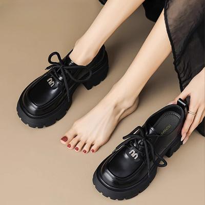 Маленькие кожаные туфли на шнуровке в британском стиле, женская обувь, весенние новинки, толстая подошва, увеличенные настоящие кожаные туфли-лодочки, туфли на платформе