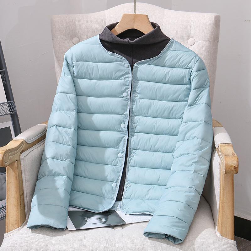 Lightweight Down Cotton Jacket, Women's, Short, Autumn and Winter, Inner Lining Cotton Jacket, Round Neck, V-neck, Two-piece Cotton Jacket, Outerwear