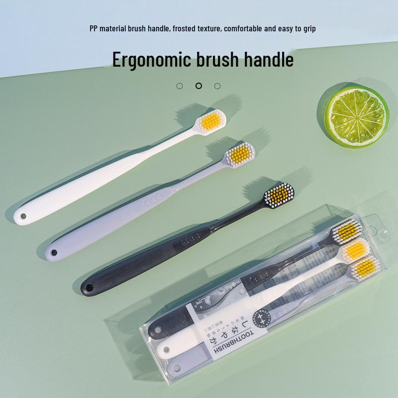 Adult 3-Pack High-End Korean Couple Soft Bristle Wide Head Toothbrush for Daily Use