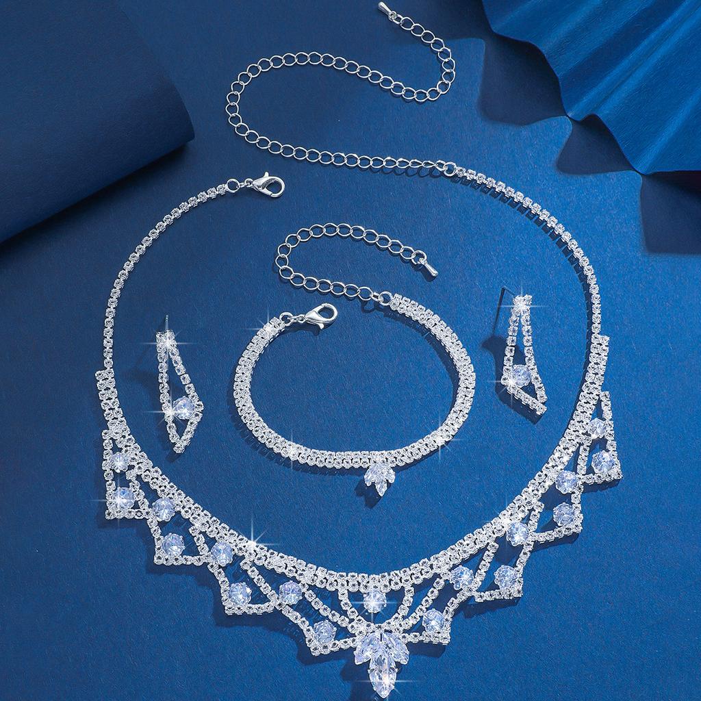 Мода Коготь Цепь Стразы Ожерелье Браслет Серьги Набор Вечернее Платье Ключичная Цепочка Ожерелье Женщины