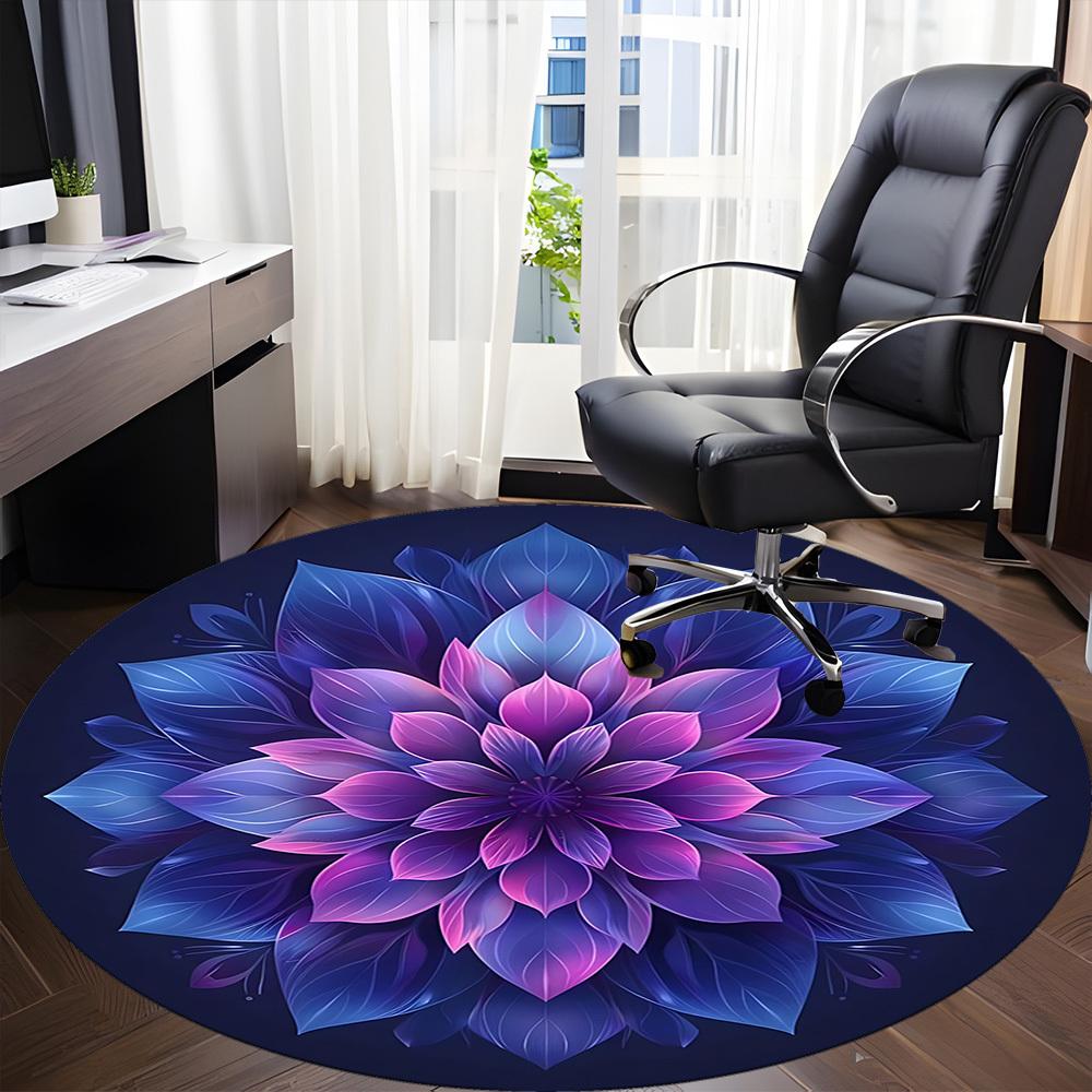 1pc Lotus Mandala Carpet for Office Non Slip, Round Carpet, Soft & Comfortable, Carpet for Office, Lightweight Round Floor Mat